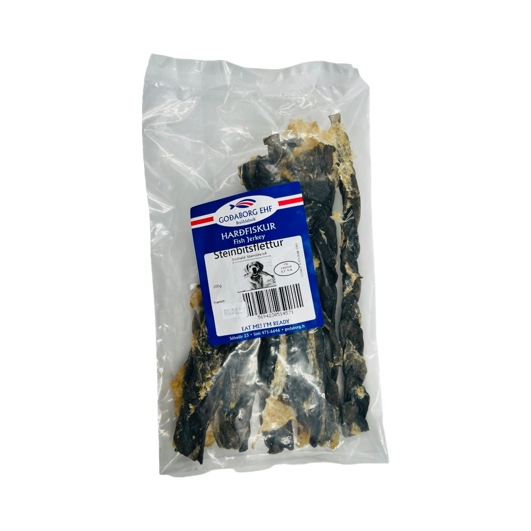 GOÐABORG Harðfiskur (dyrefoder) - Steinbítslfléttur (tørret havkat) 200 gr
