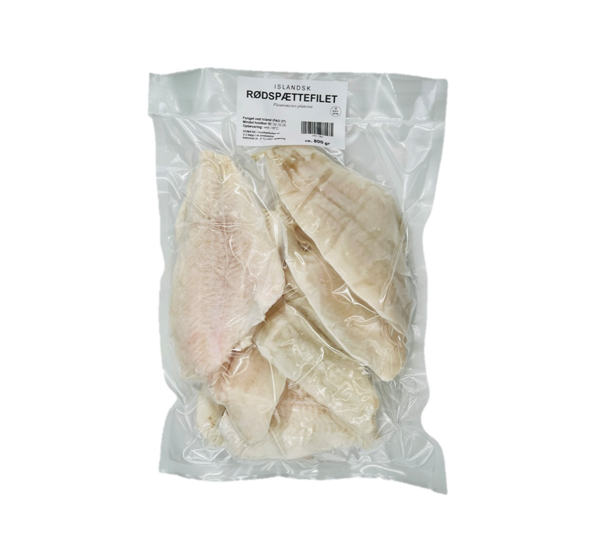 Rødspættefilet (uden skind), islandsk ca. 800 gr (FROSSET)