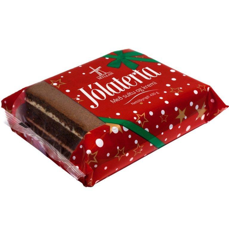 Jólaterta, brún með sultu og kremi 430 gr
