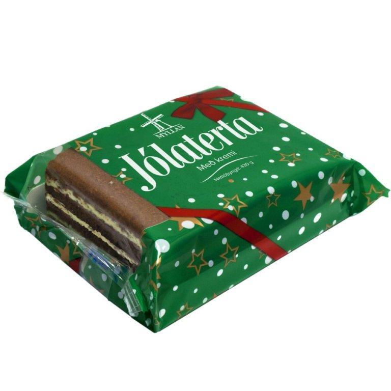 Jólaterta, brún með kremi 430 gr