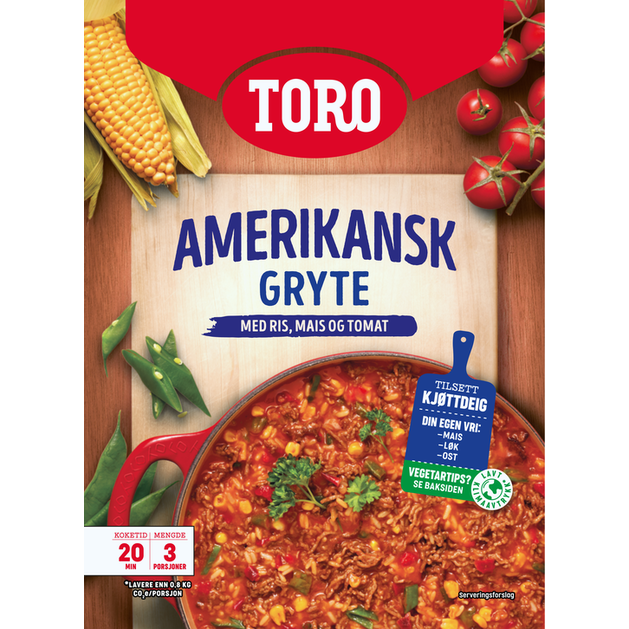 TORO Amerikansk Gryte m/ris, mais & tomat 187 gr