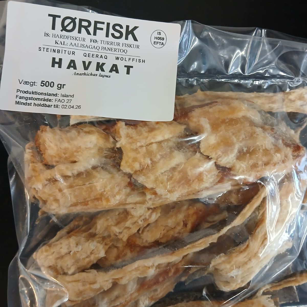 Tørfisk, Havkat  Harðfiskur  500 gr